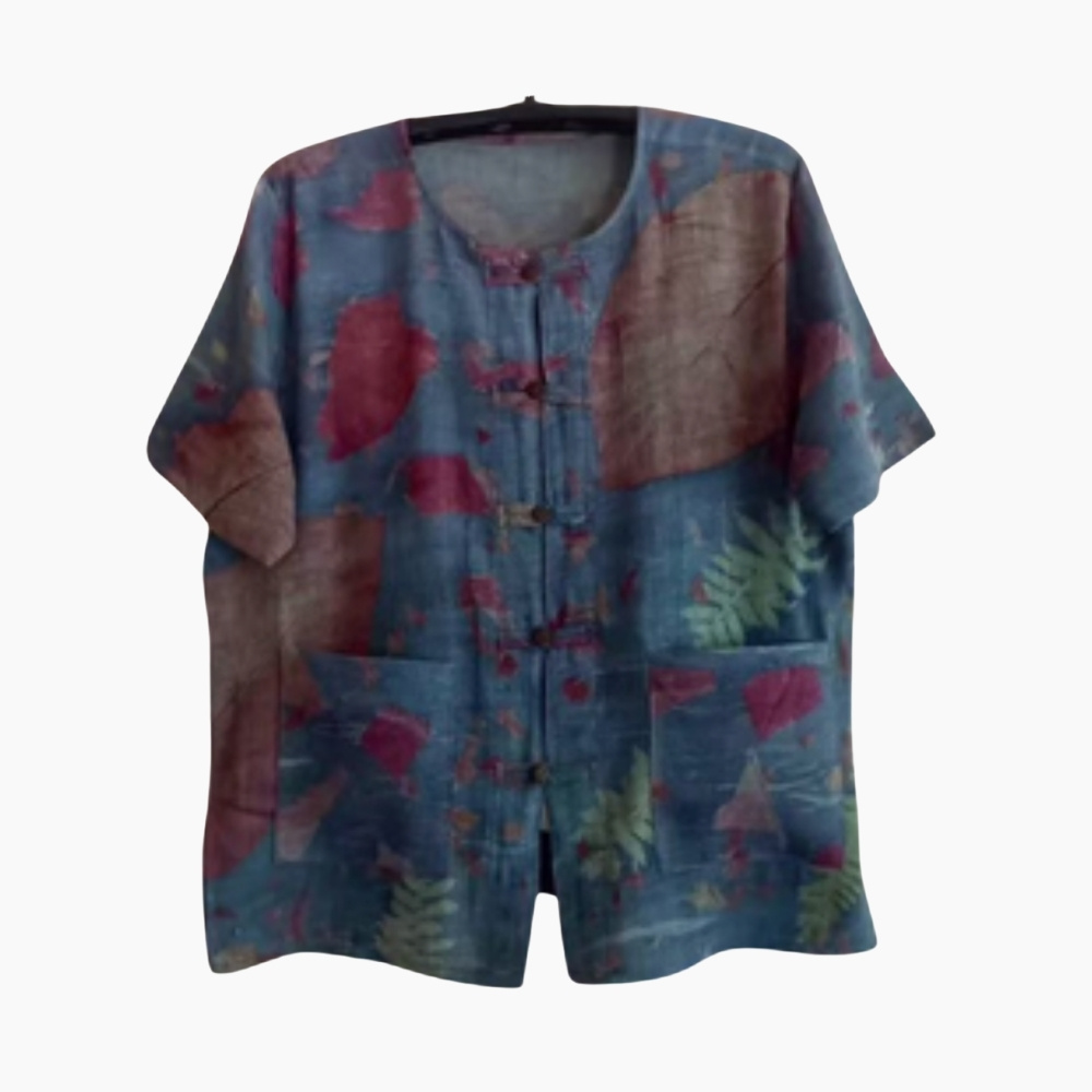 Chic Eco Print Collared Shirt