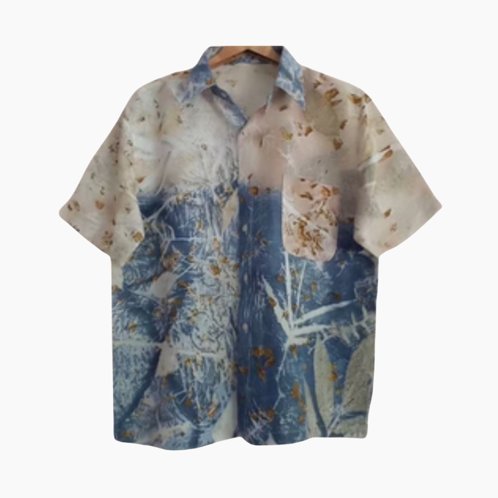 Chic Eco Print Collared Shirt