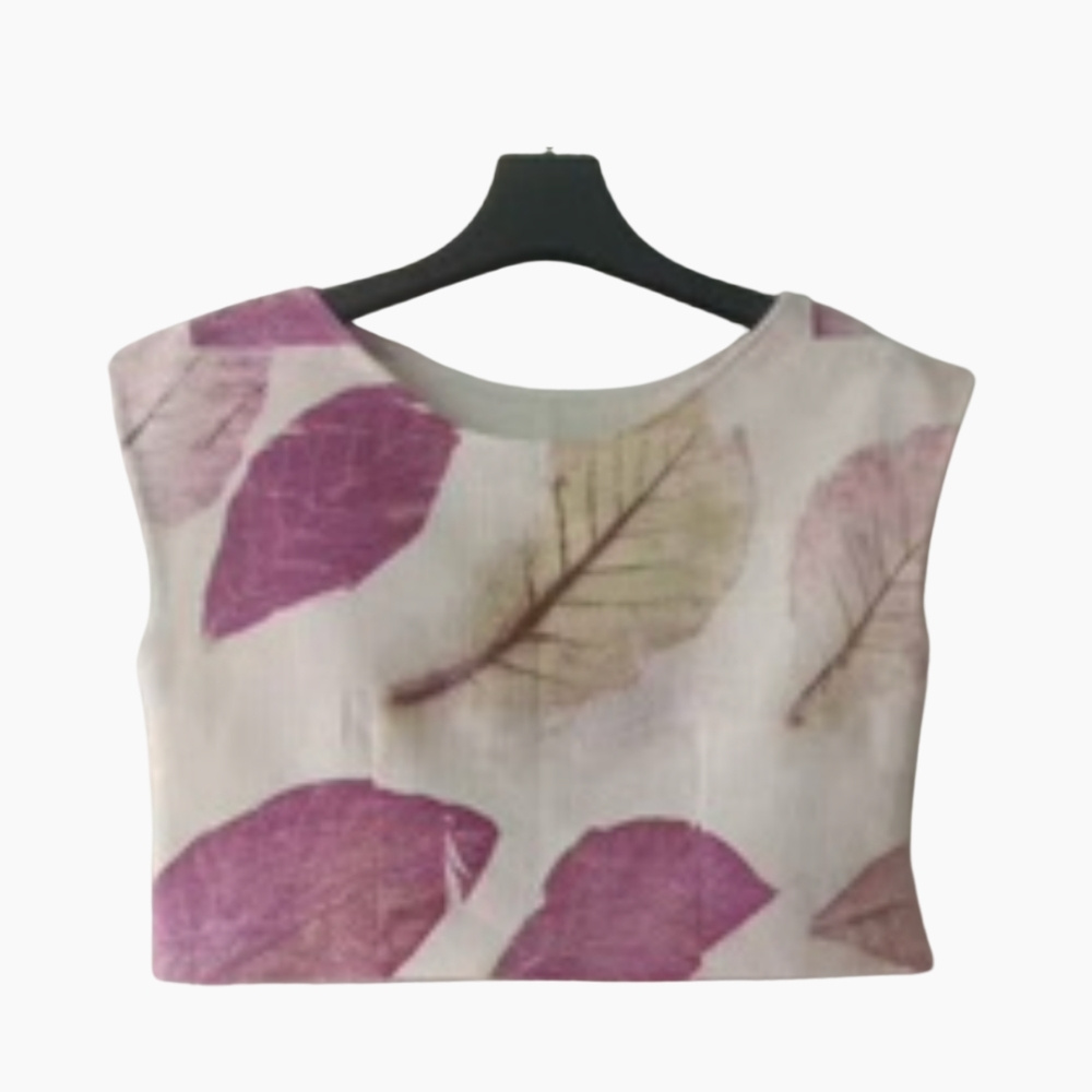 Cute Cropped Sleeveless Top with Natural Print
