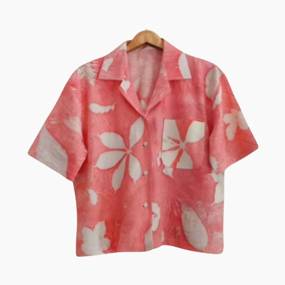 Chic Eco Print Collared Shirt