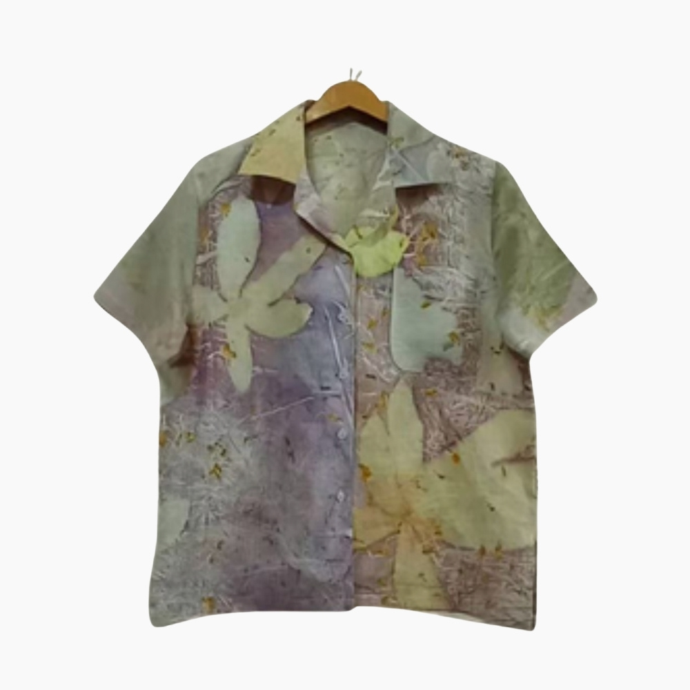 Chic Eco Print Collared Shirt